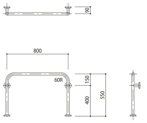 バリアフリー手摺 玄関用 バフ研磨仕上
