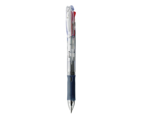 4色ボールペン クリップオンスリム 4C 0.7mm 透明（インク色：黒・赤・青・緑） B4A5-C