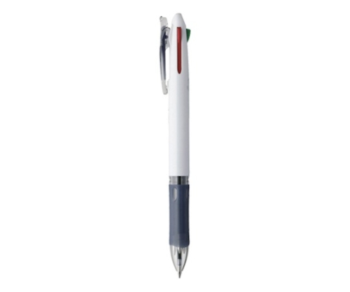 4色ボールペン クリップオンスリム 4C 0.7mm 白（インク色：黒・赤・青・緑） B4A5-W