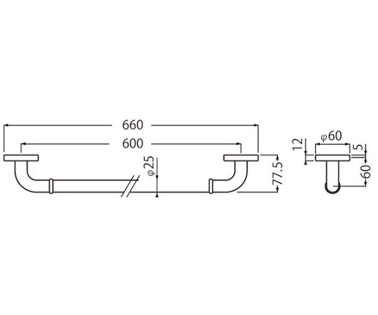 シロクマ 白熊印・丸棒ニギリバー No.702 600mm 真鍮-