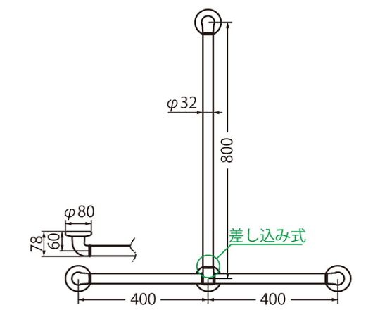 どこでも手摺T形アイボリ