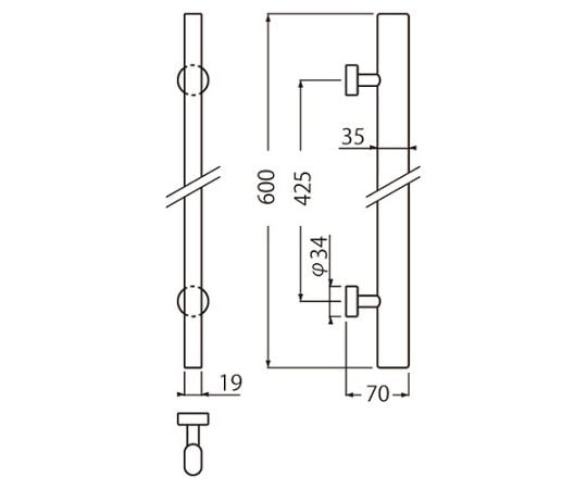 61-9531-58 ステン楕円取手600ミリ鏡面磨 NO-49 【AXEL】 アズワン