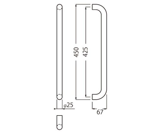 61-9532-56 25Φ丸棒取手 大 ミガキ NO-72 【AXEL】 アズワン
