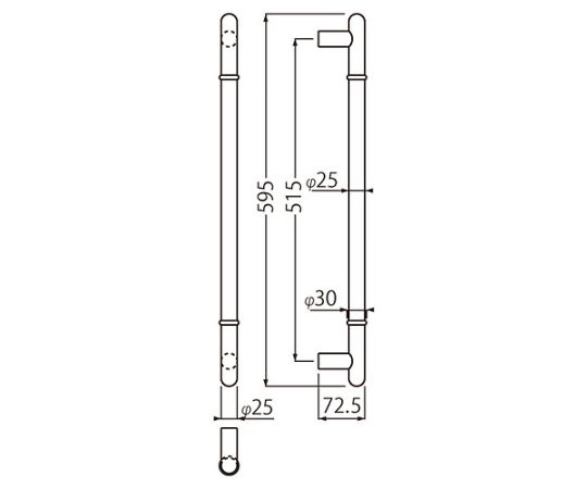 61-9536-06 T形丸棒取手600ミリ鏡面/HL NO-177 【AXEL】 アズワン