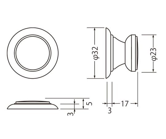 ハニーツマミ　ラッチ無　扉厚35ミリ用　純金