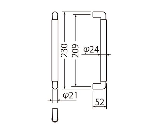 61-9635-33 ミロ取手 （亜鉛合金+自然木） 両面用230mm アンバー+