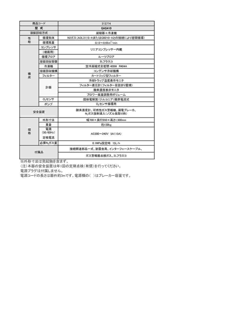 61-9659-44 有機溶媒回収装置 スプレードライヤー用 GAS410 【AXEL