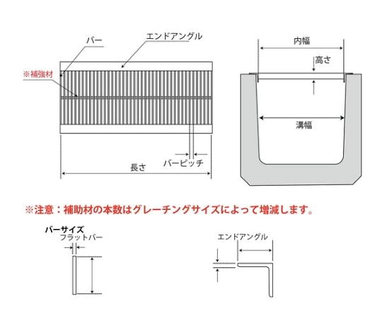 61-9700-10 溝蓋グレーチング プレーンタイプ U字溝用 歩道用 290×994