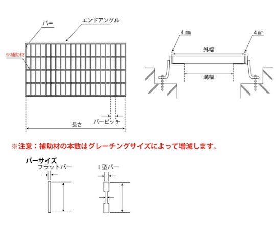 61-9700-84 溝蓋グレーチング 並目プレーンタイプ 側溝用 14t以下 200