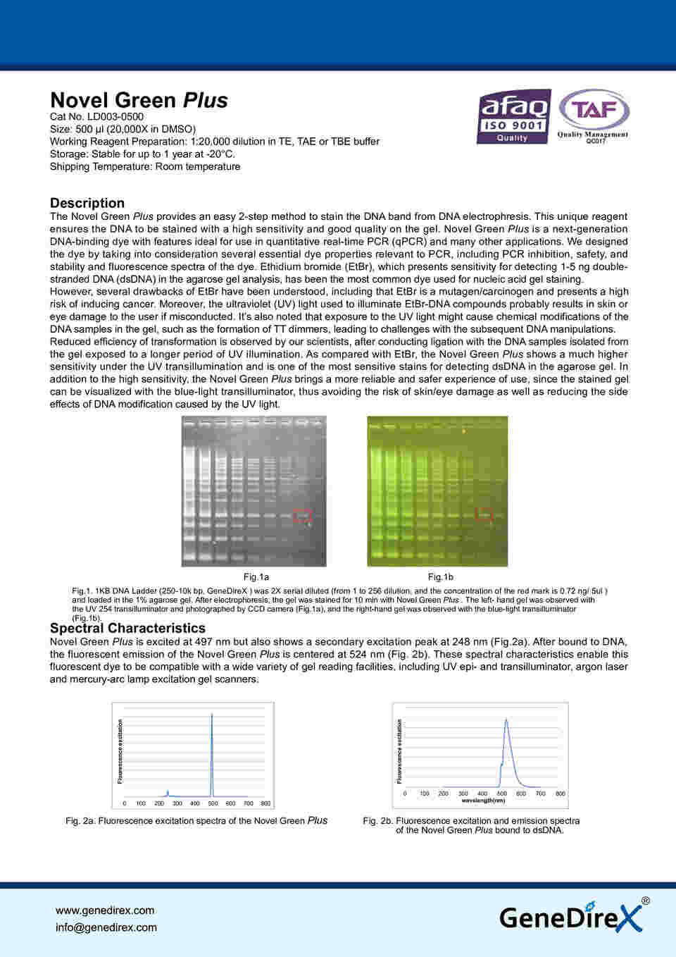 61-9703-41 Novel Green Plus DNA染色試薬 LD003-0500 【AXEL】 アズワン