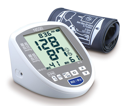 61-9708-54 上腕式デジタル血圧計 DS-S10（グレー） 専用アプリ「HealStyle」 Bluetooth通信機能付