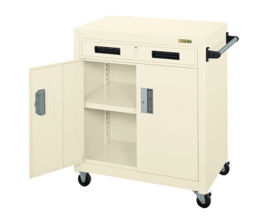 パネルワゴン 天板フラット型 引出し付 サカエ PGW-7A (61-9791-52) パネルワゴン（天板フラット・引出し・扉付） ＰＧＷ－７Ａ