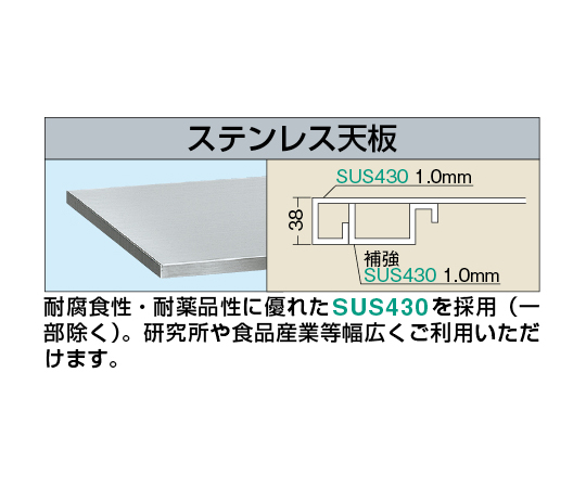 取扱を終了した商品です］ステンレス作業台 簡易架台付 SUS4-126KT 61