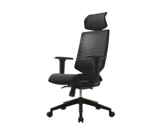 T30チェア 可動肘・ヘッドレスト付き ブラック　FHTN302RF008