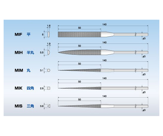 ダイヤモンドヤスリ 精密10本組 半丸 #400