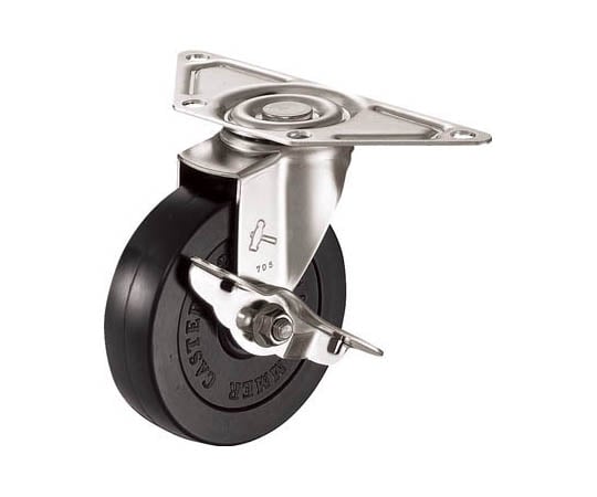 オールステンレスコーナーＥ型自在ＳＰ付ゴム車１２５ｍｍ