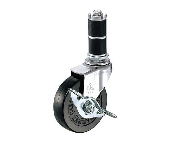 キャスター　差込プラグ　自在ストッパー　ゴム車　７５ｍｍ