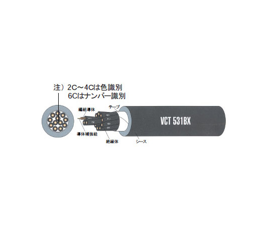 ［Out of stock］Robot Cable VCT531BX (0.75Sq Outer Diameter 10.5mm) 6m VCT531BX0.75SQ-3C