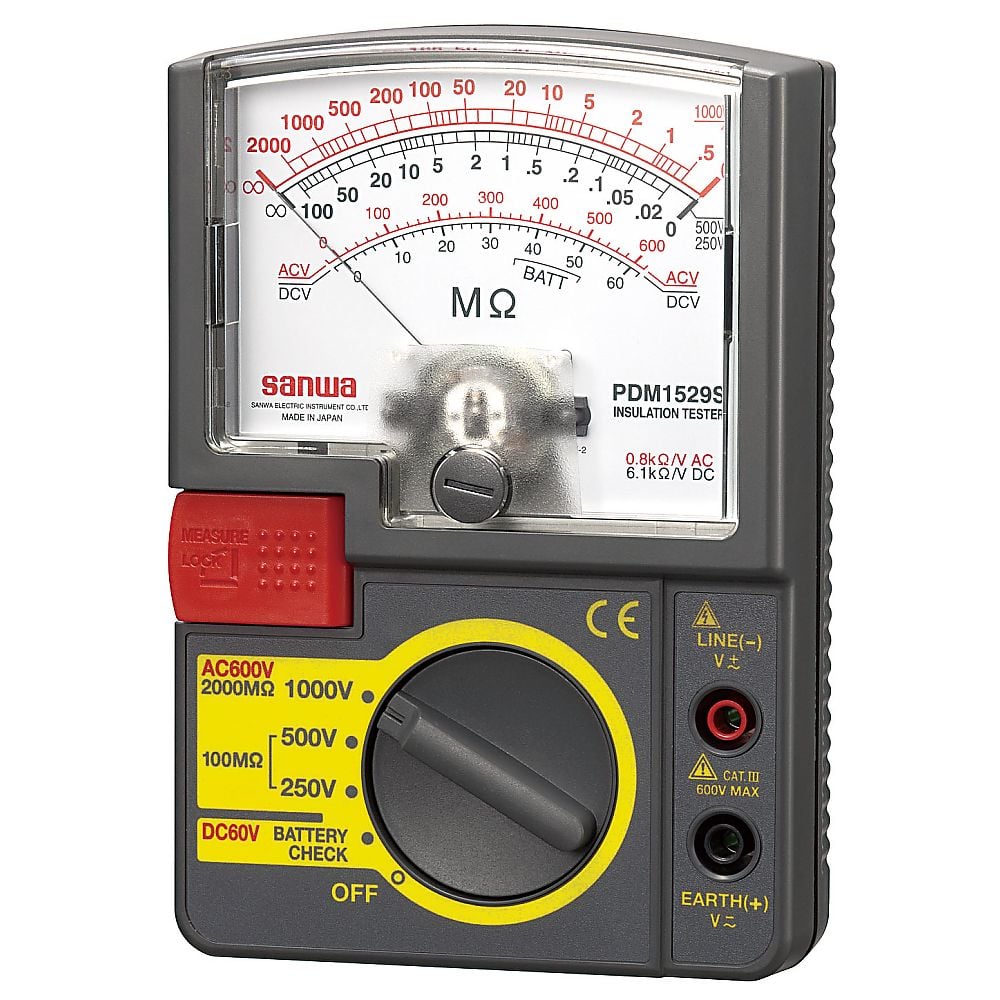 絶縁抵抗計　小型３レンジ式／アナログ　校正書類３点（新品校正）
