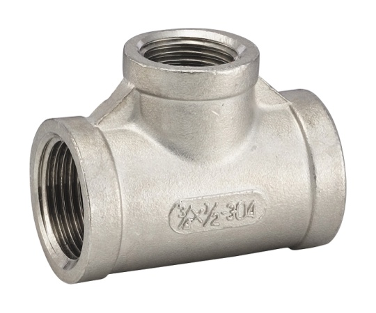 62-0881-68 ステンレス製ねじ込み異径チーズ 1/2×1/4 VRT-0402