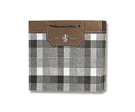 HEIKO 紙袋 デラックスチャームバッグ サニーミドル判(SM) ゴールドチェック 10枚