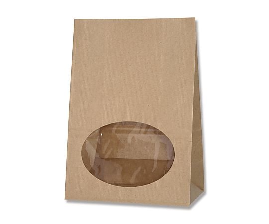 HEIKO 紙袋 窓付袋(内側全面ラミネート) S1F EB未晒無地 ストライプエンボス 50枚