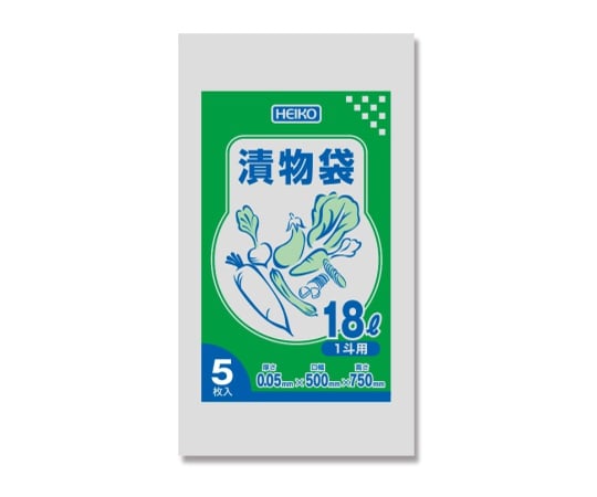 62-1000-29 HEIKO ポリ袋 漬物袋(無地) 1斗用 5枚 006677820