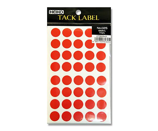 HEIKO タックラベル(シール) No.025 丸 赤 14mm 680片
