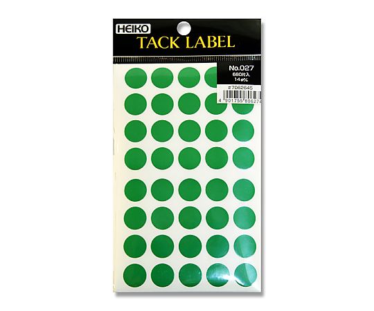 HEIKO タックラベル(シール) No.027 丸 緑 14mm 680片