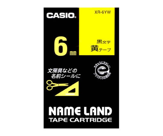 カシオ ネームランドテープ6mm幅 （黄地/黒文字） XR-6YW