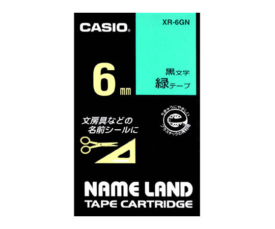 カシオ ネームランドテープ6mm幅 （緑地/黒文字） XR-6GN