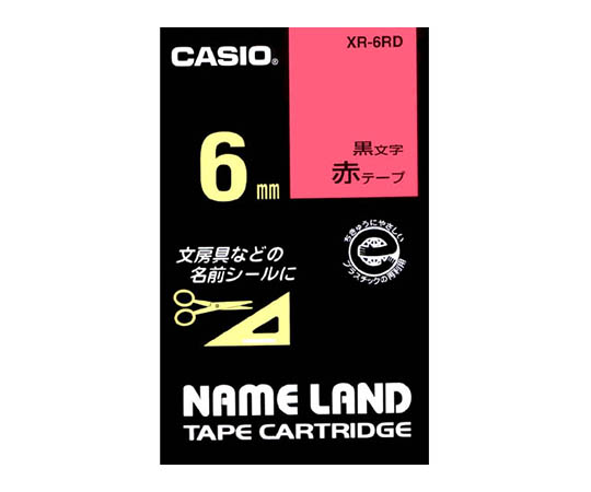 カシオ ネームランドテープ6mm幅 （赤地/黒文字） XR-6RD