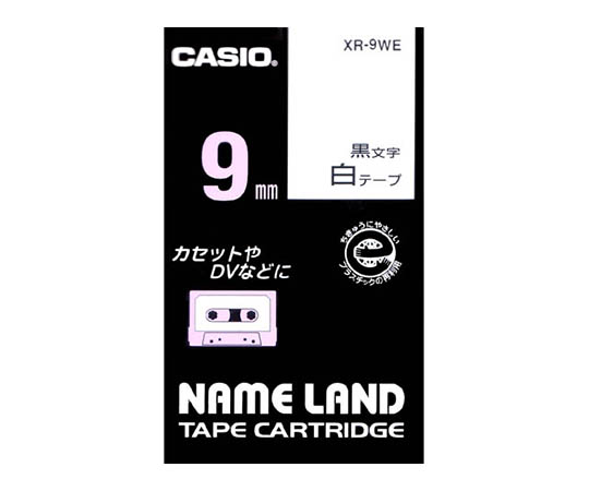 カシオ ネームランドテープ9mm幅 （白地/黒文字） XR-9WE