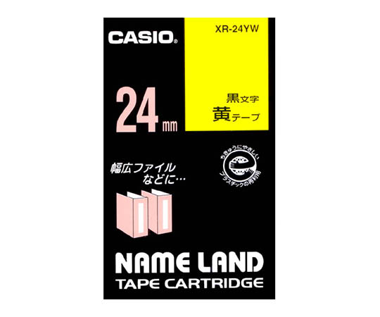 62-1062-64 カシオ ネームランドテープ24mm幅 (白地/黒文字) XR-24WE