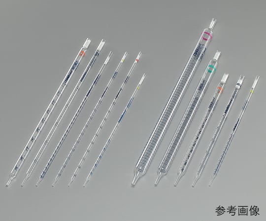 硼珪酸ガラス製ディスポピペット レギュラー丈（綿栓無・未滅菌） 2mL 目盛0.01ml 1ケース（250本×2袋入）　13-678-31G