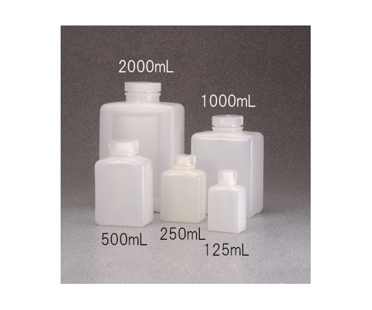 角型試薬ボトル HDPE 透明 2000mL 1パック（4本入） 2007-0064JP