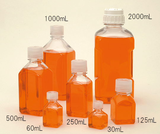 62-1611-58 角型ボトル ＰＣ 透明 １２５ｍＬ 2015-0125