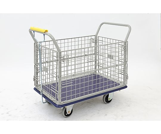 ハンドストッパー付大型スチール網台車