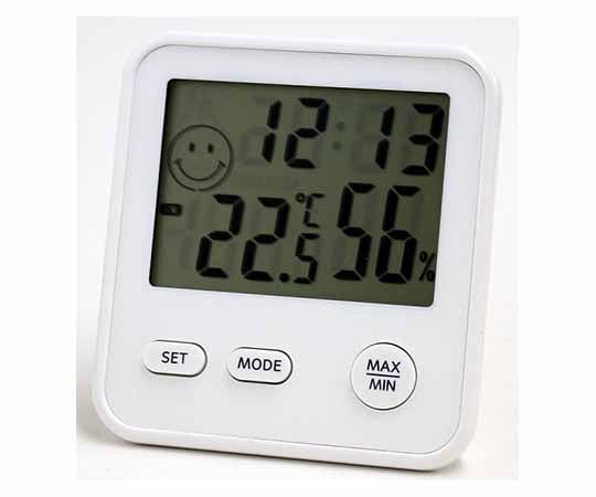 62-1626-57 デジタルMini温度・湿度計 時計 シルキーホワイト TD-8321