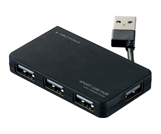 USB2.0ハブ(ケーブル収納タイプ) ブラック