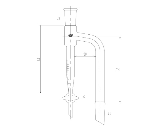 水分定量受器 コック付 ガラスコック