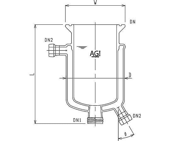 62-2114-75 二重管式反応容器 3956-500-M 【AXEL】 アズワン