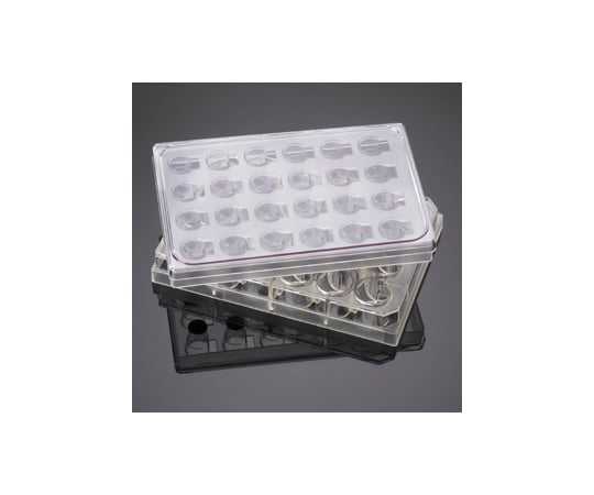 フルオロブロック マルチウェルインサート 96ウェル 8μm 94スクウェアウェル 平底プレート付き