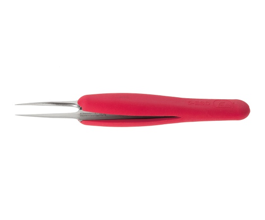 62-2196-41 ESD ピンセット 赤 TYPE 5 0304-5SAESD-ET1 【AXEL