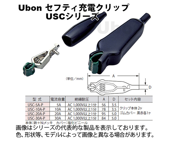 充電クリップ(セフティタイプ) 1セット 赤・黒 20A