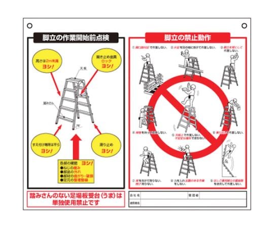 標識　「脚立の点検項目、禁止動作」