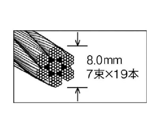 62-2479-06 ステンレスワイヤロープ Φ8.0mmX100m CWS-8S100 【AXEL