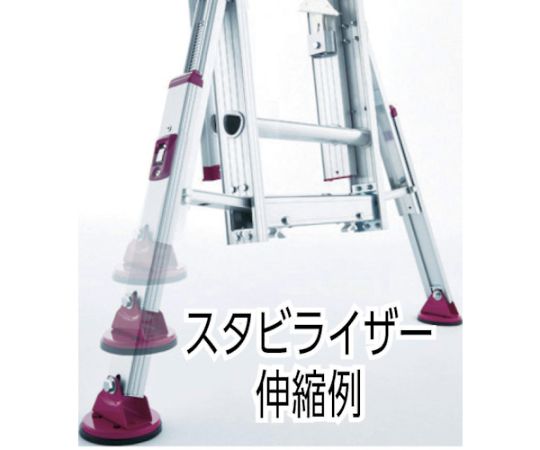長谷川工業 スタビライザー付脚部伸縮式2連はしご ハチ型 LSS2-1.0-54