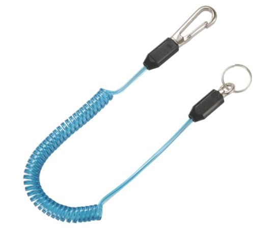 スリム四角コイルセーフティコードHisqare 蛍光ブルー 最大長さ1250/自然長330mm