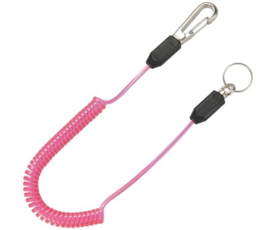 スリム四角コイルセーフティコードHisqare 蛍光ピンク 最大長さ1250/自然長330mm